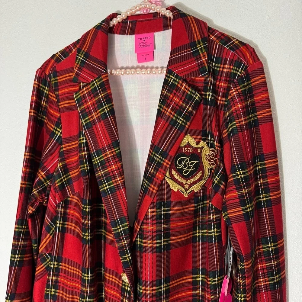 Torrid x Betsey Johnson NWT tartan plaid blazer size 1X